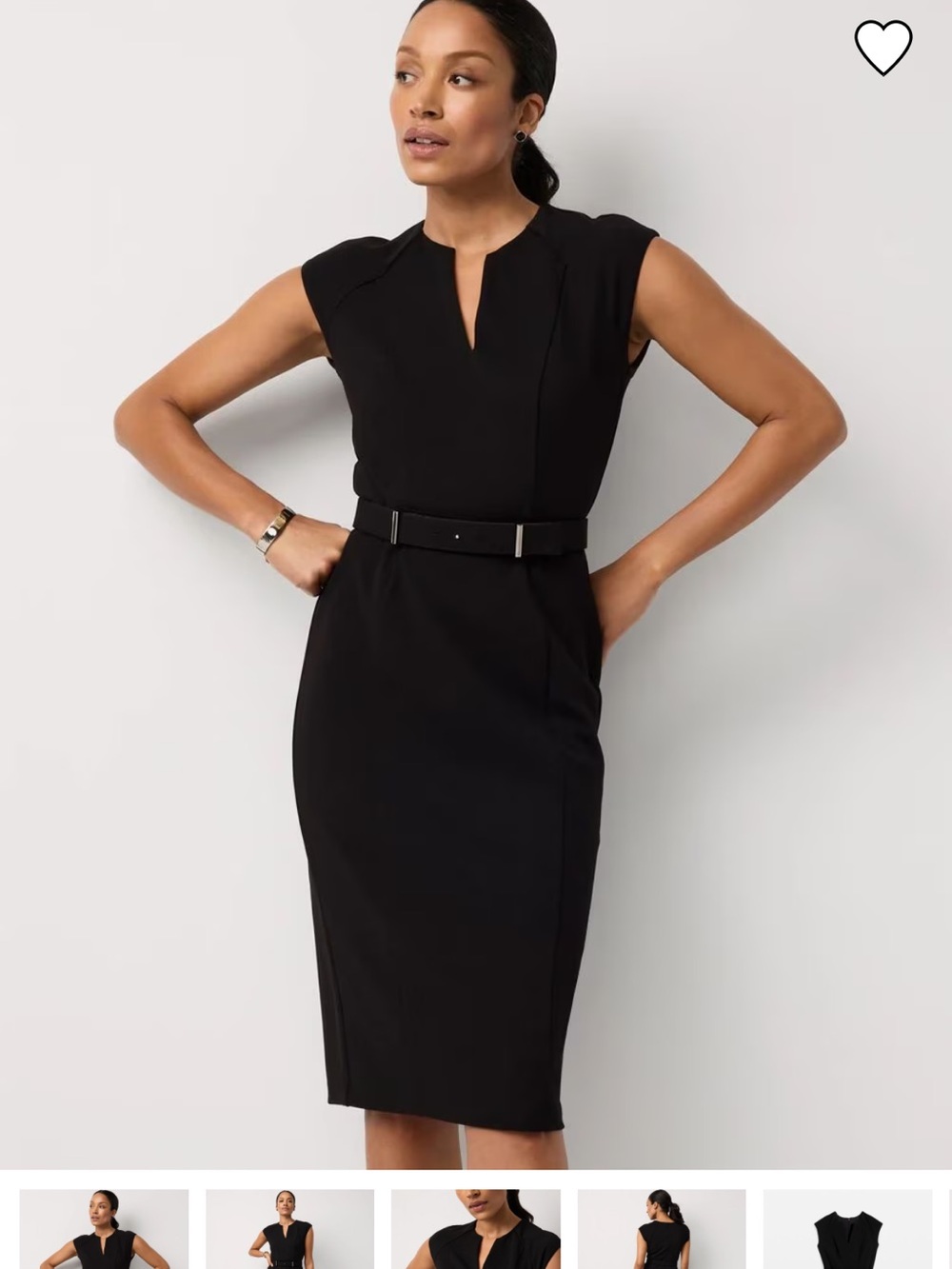 White House Black Market White Notch-Neck Cap-Sleeve Midi Dress